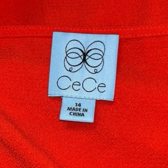 $139 CECE NEW Women’s Red Ruffled-Sleeve Cascading Belted Fit & Flare Dress 14 - Picture 16 of 16